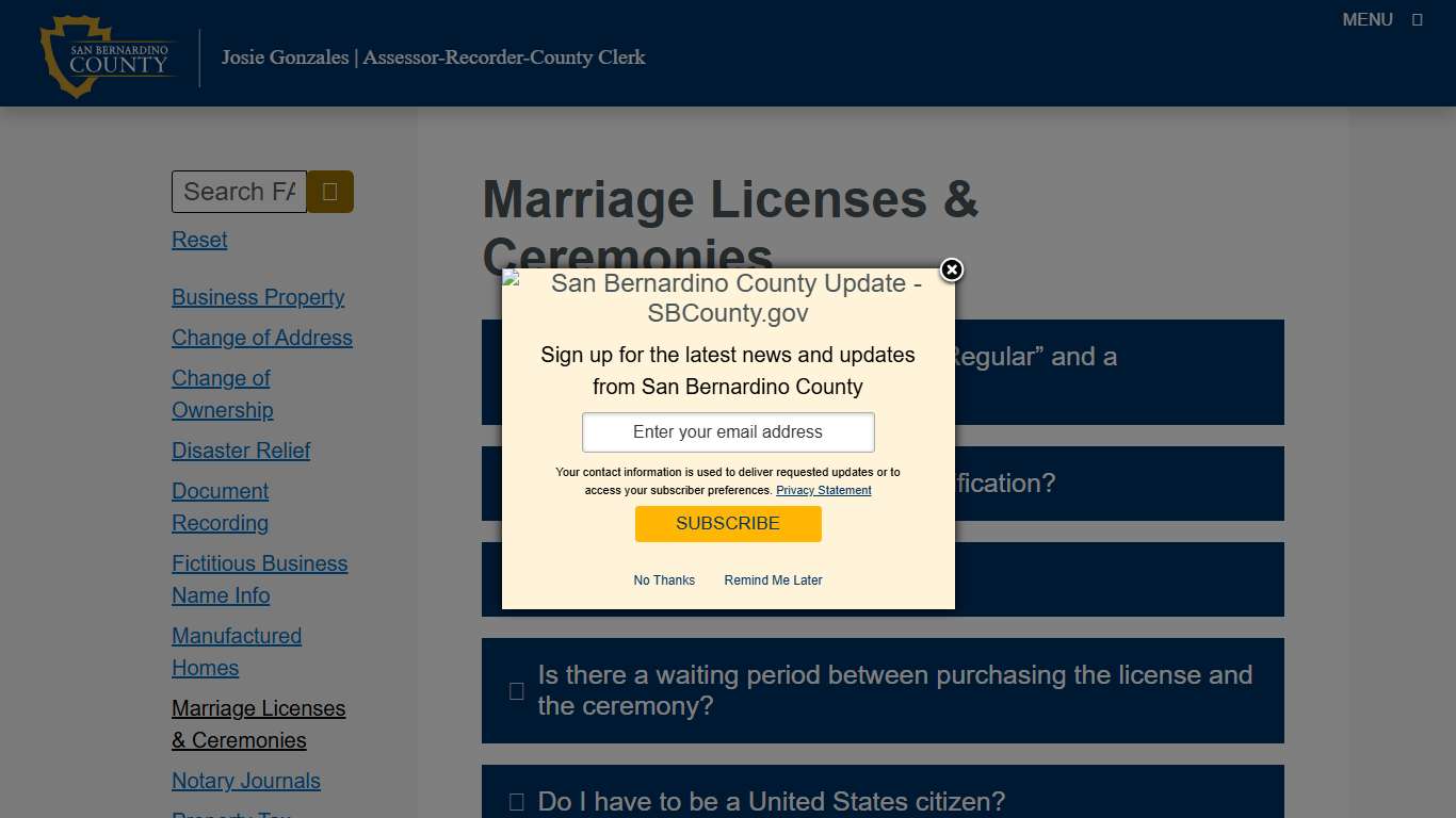 Marriage Licenses & Ceremonies – San Bernardino County Assessor